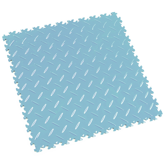 Motolock Light Blue Diamond Plate Interlocking Tile